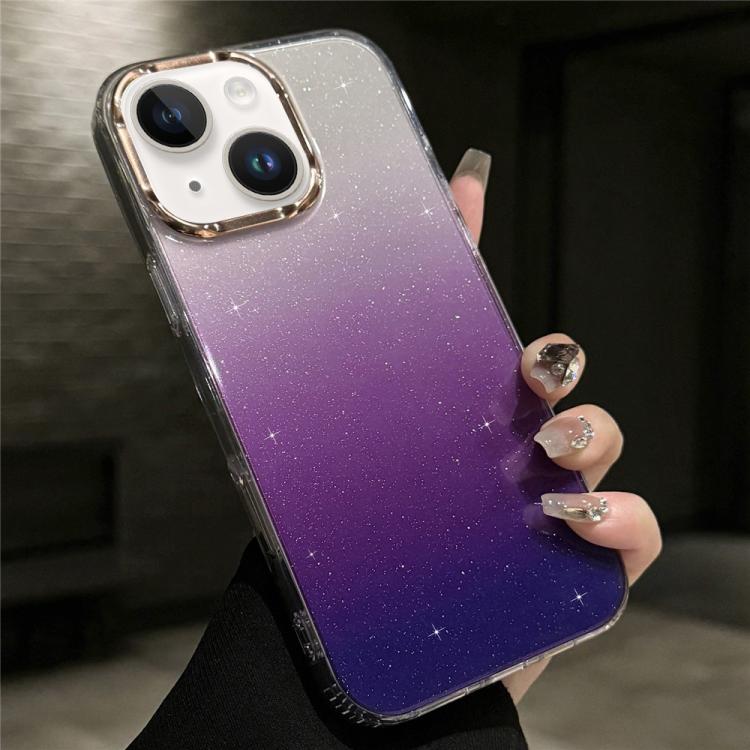 For iPhone 13 IMD Gradient Glitter PC + TPU Shockproof Phone Case