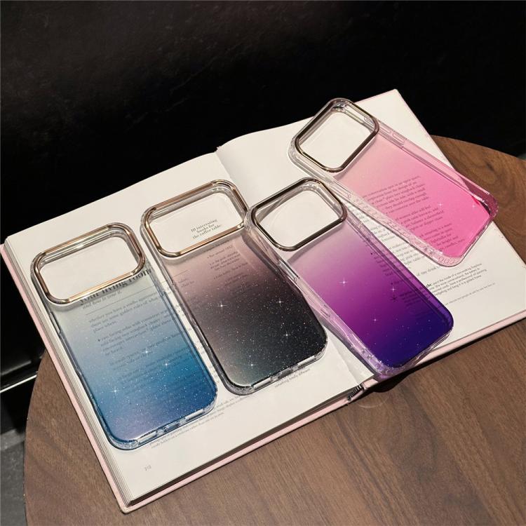 For iPhone 15 Pro Max IMD Gradient Glitter PC + TPU Shockproof Phone Case