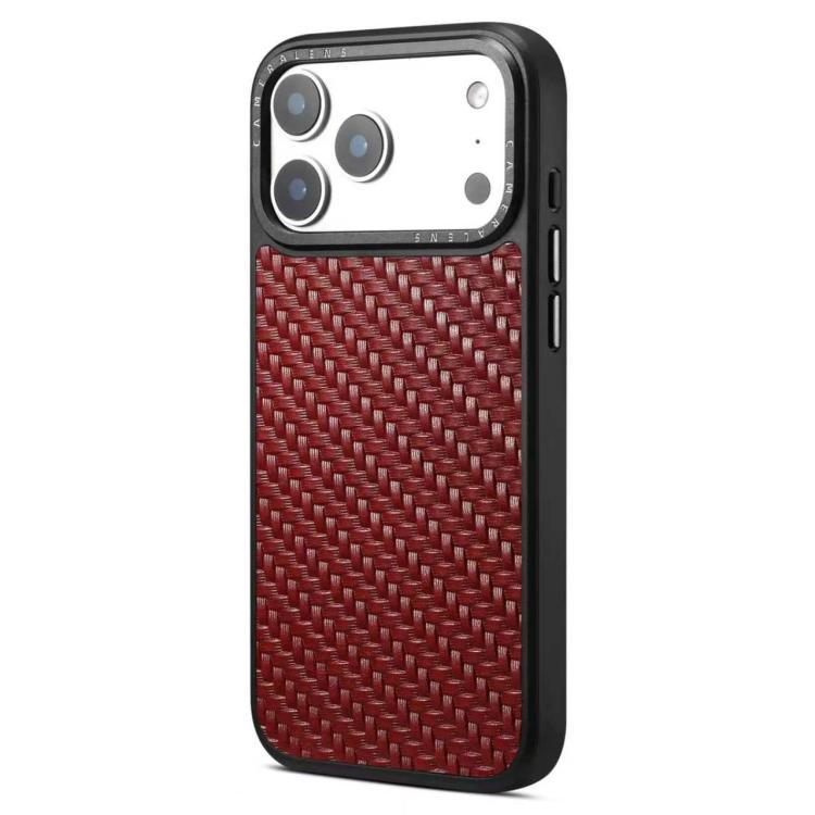 For iPhone 17 Pro Max Denior A26 Genuine Leather Woven Texture Magnetic Phone Case