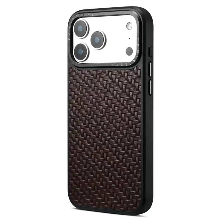 For iPhone 15 Pro Denior A26 Genuine Leather Woven Texture Magnetic Phone Case