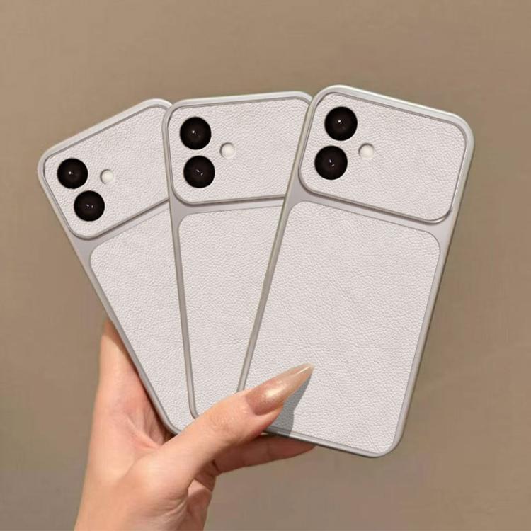 For Galaxy S26 Edge 5G Large Window Leather Textured Coated TPU Phone Case - White