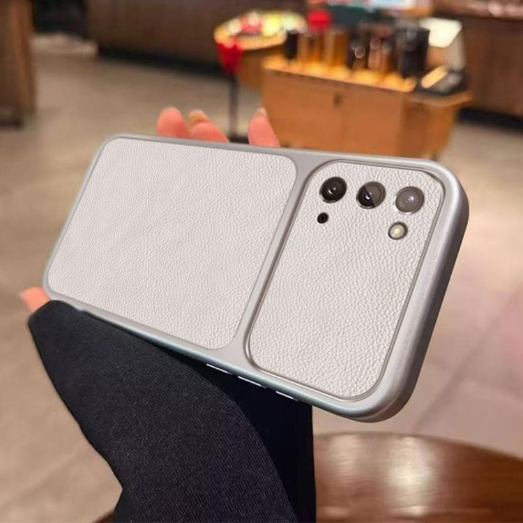 For Galaxy Note20 Large Window Leather Textured Coated TPU Phone Case - White