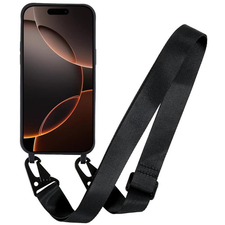 For iPhone 16 Pro Max TPU Soft Matte Phone Case with Long Lanyard