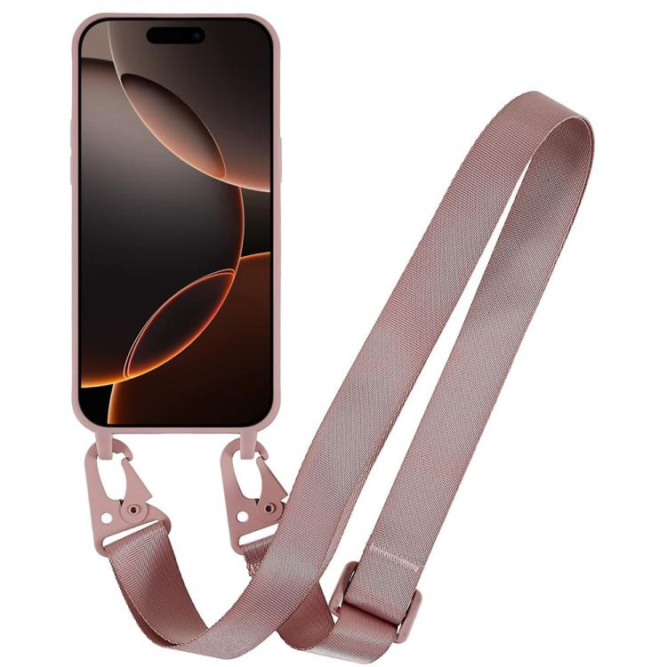 For iPhone 16 Pro Max TPU Soft Matte Phone Case with Long Lanyard