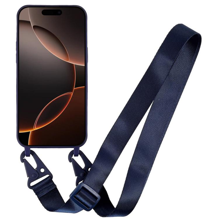 For iPhone 16 Pro Max TPU Soft Matte Phone Case with Long Lanyard