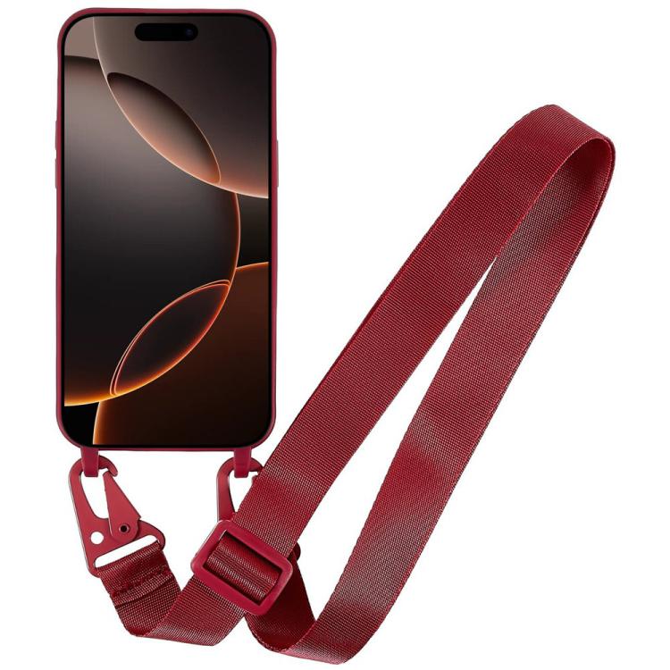 For iPhone 16 Pro Max TPU Soft Matte Phone Case with Long Lanyard