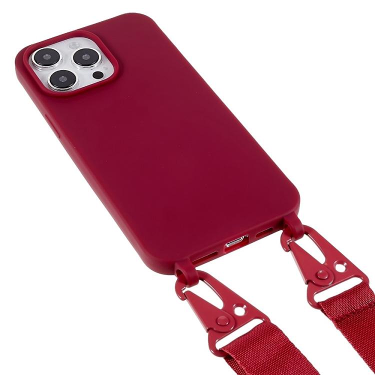 For iPhone 16 Pro Max TPU Soft Matte Phone Case with Long Lanyard