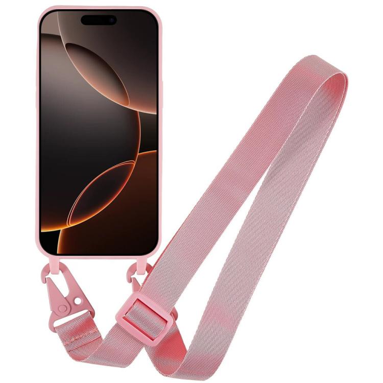 For iPhone 16 Pro TPU Soft Matte Phone Case with Long Lanyard