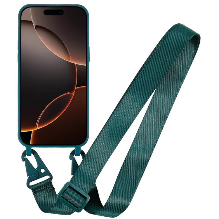 For iPhone 16 Pro TPU Soft Matte Phone Case with Long Lanyard