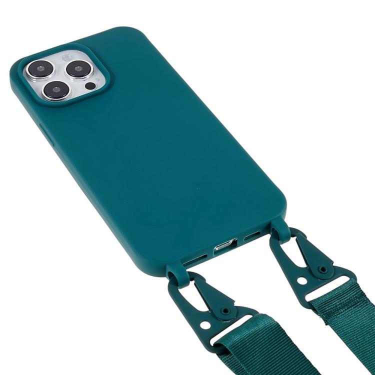 For iPhone 16 Pro TPU Soft Matte Phone Case with Long Lanyard