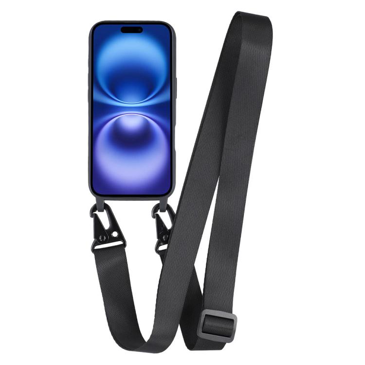 For iPhone 16 Plus TPU Soft Matte Phone Case with Long Lanyard