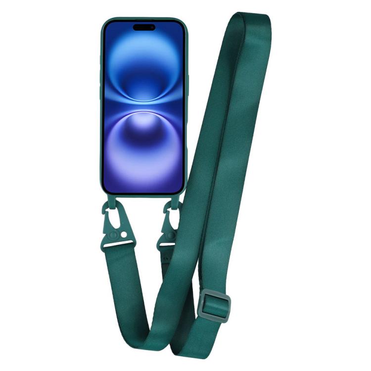 For iPhone 16 Plus TPU Soft Matte Phone Case with Long Lanyard