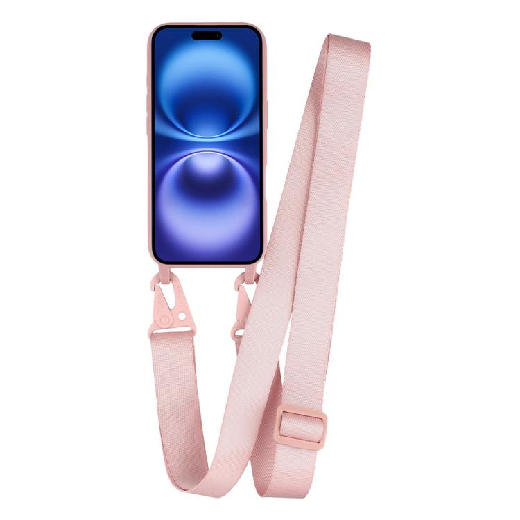 For iPhone 16 TPU Soft Matte Phone Case with Long Lanyard