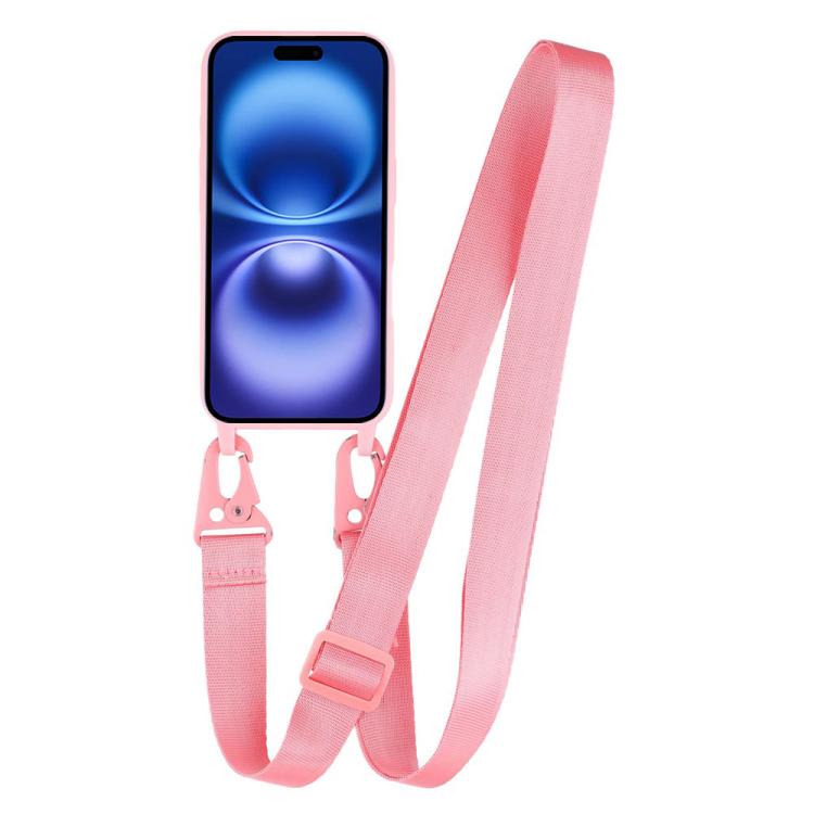 For iPhone 16 TPU Soft Matte Phone Case with Long Lanyard