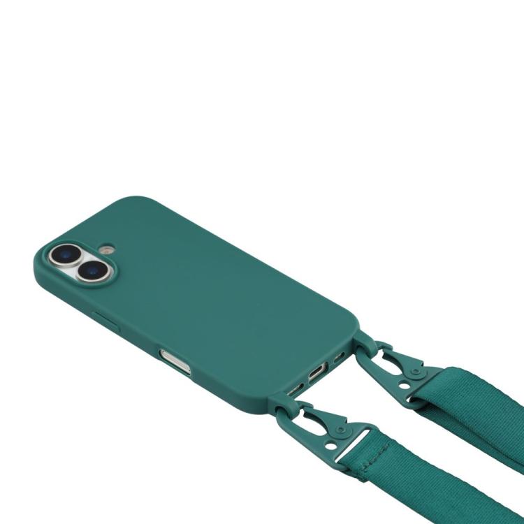 For iPhone 16 TPU Soft Matte Phone Case with Long Lanyard