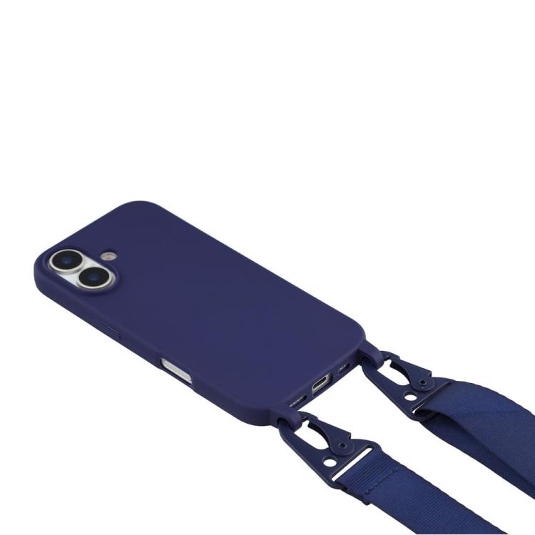 For iPhone 16 TPU Soft Matte Phone Case with Long Lanyard