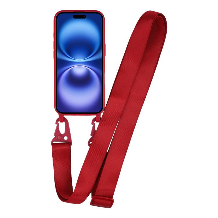 For iPhone 16 TPU Soft Matte Phone Case with Long Lanyard