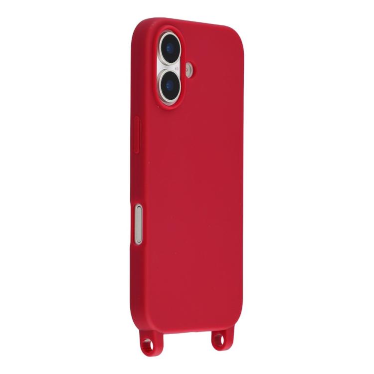 For iPhone 16 TPU Soft Matte Phone Case with Long Lanyard