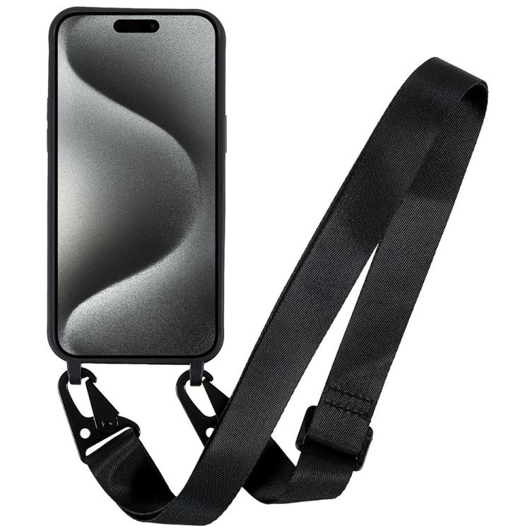 For iPhone 15 Pro TPU Soft Matte Phone Case with Long Lanyard