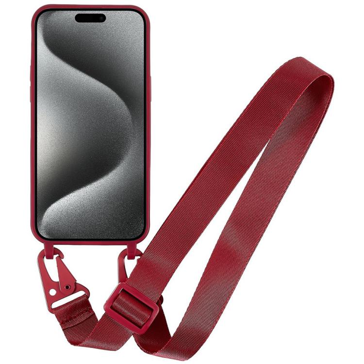 For iPhone 15 Pro TPU Soft Matte Phone Case with Long Lanyard