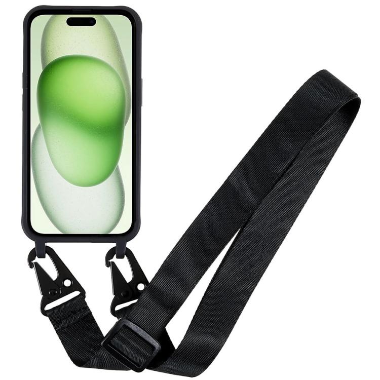 For iPhone 15 Plus TPU Soft Matte Phone Case with Long Lanyard