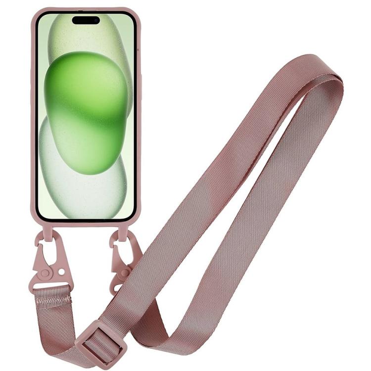 For iPhone 15 Plus TPU Soft Matte Phone Case with Long Lanyard