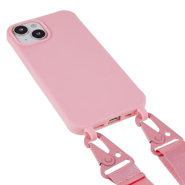 For iPhone 15 Plus TPU Soft Matte Phone Case with Long Lanyard