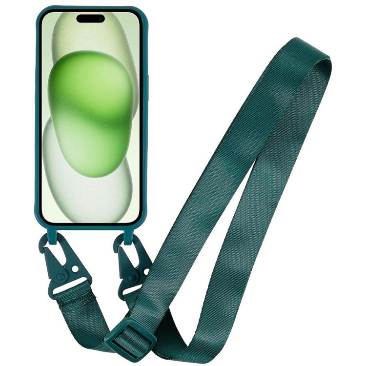 For iPhone 15 Plus TPU Soft Matte Phone Case with Long Lanyard