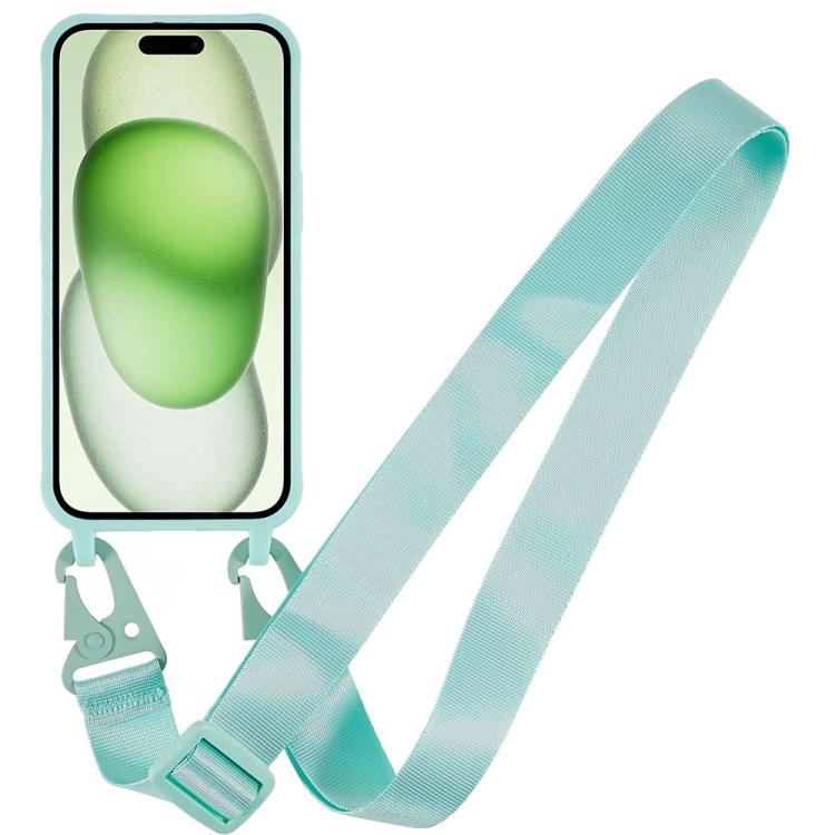 For iPhone 15 TPU Soft Matte Phone Case with Long Lanyard