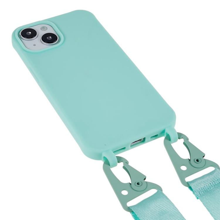 For iPhone 15 TPU Soft Matte Phone Case with Long Lanyard
