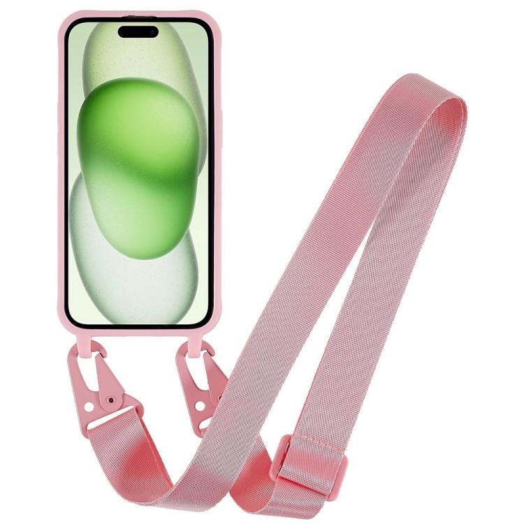 For iPhone 15 TPU Soft Matte Phone Case with Long Lanyard