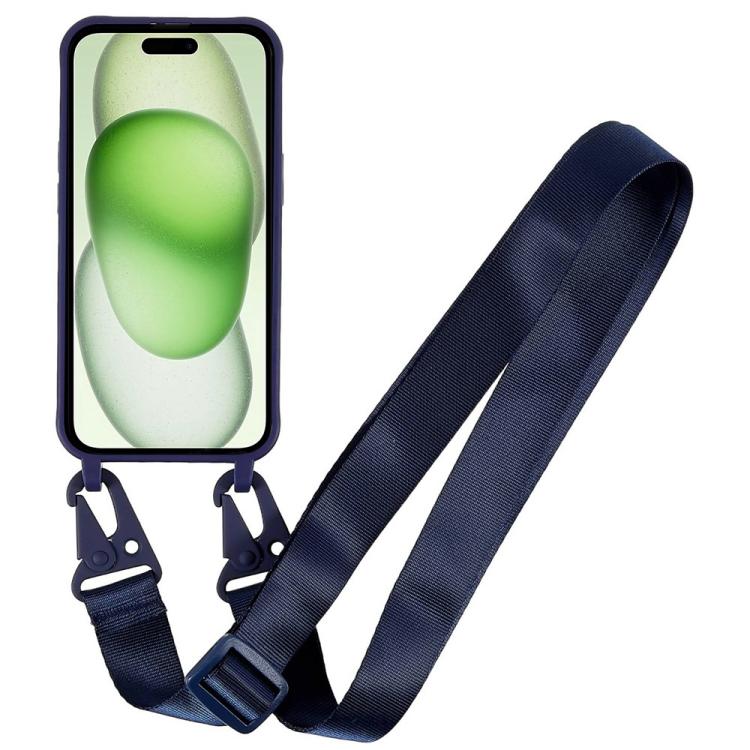 For iPhone 15 TPU Soft Matte Phone Case with Long Lanyard