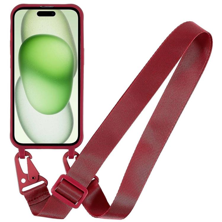 For iPhone 15 TPU Soft Matte Phone Case with Long Lanyard