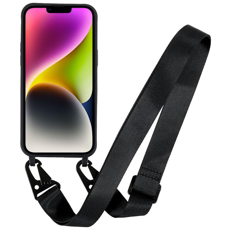 For iPhone 14 Plus TPU Soft Matte Phone Case with Long Lanyard