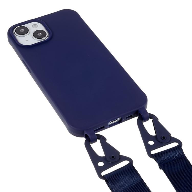For iPhone 14 Plus TPU Soft Matte Phone Case with Long Lanyard