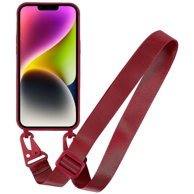 For iPhone 14 Plus TPU Soft Matte Phone Case with Long Lanyard