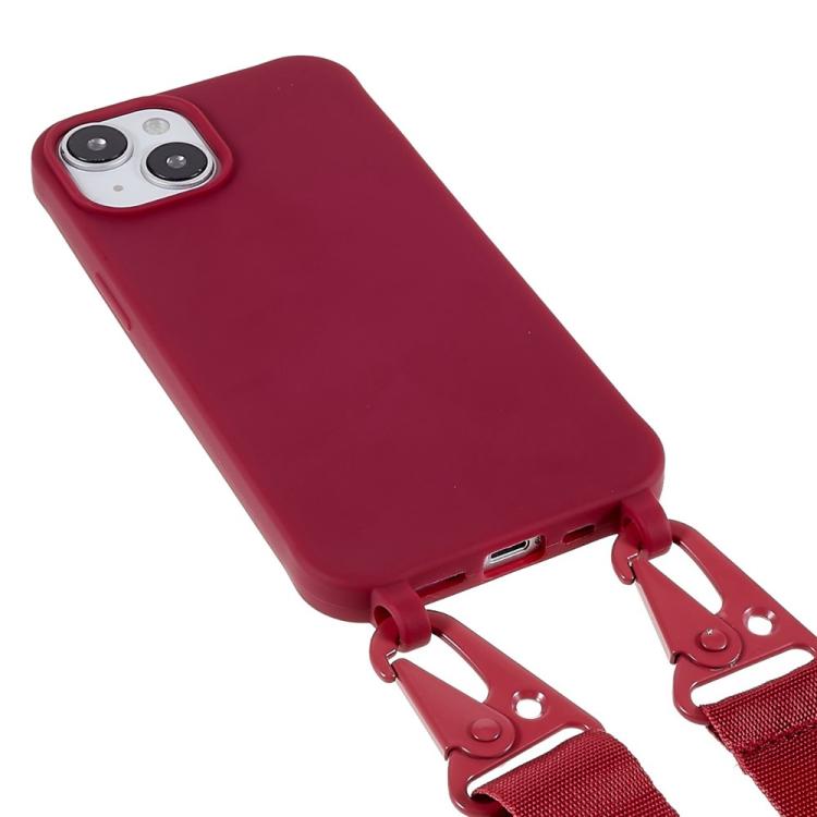 For iPhone 14 Plus TPU Soft Matte Phone Case with Long Lanyard