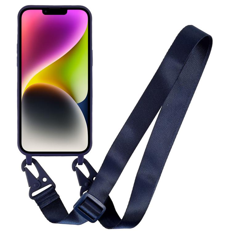 For iPhone 14 TPU Soft Matte Phone Case with Long Lanyard