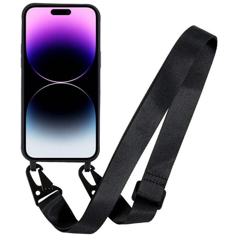For iPhone 14 Pro TPU Soft Matte Phone Case with Long Lanyard