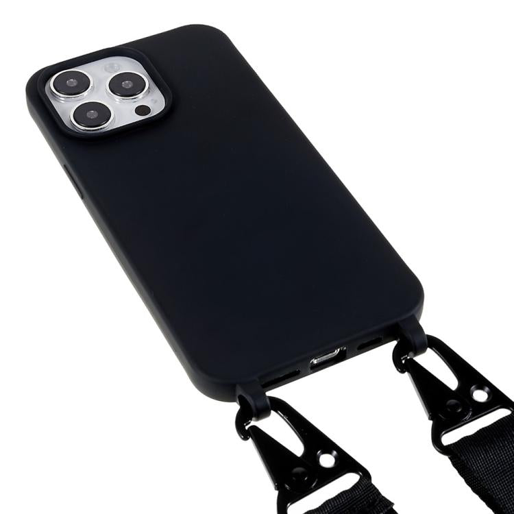 For iPhone 14 Pro TPU Soft Matte Phone Case with Long Lanyard