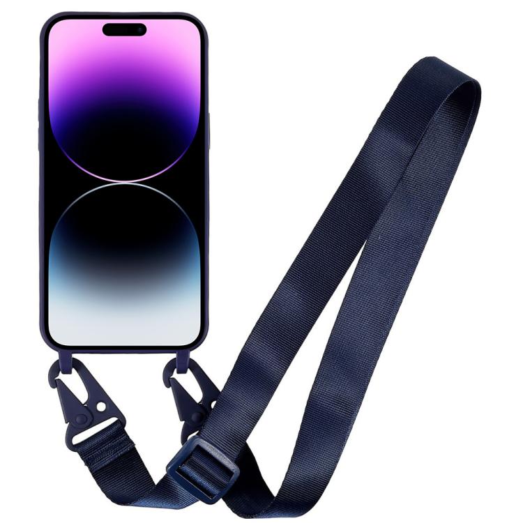 For iPhone 14 Pro TPU Soft Matte Phone Case with Long Lanyard