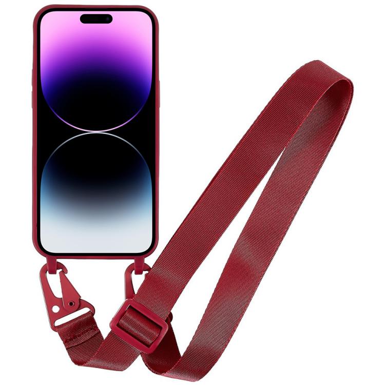 For iPhone 14 Pro TPU Soft Matte Phone Case with Long Lanyard