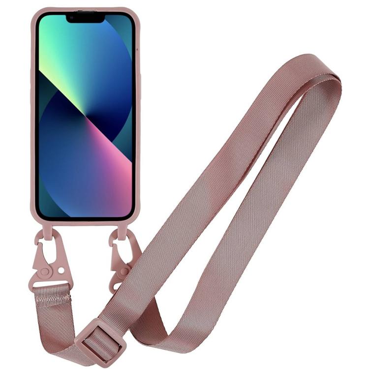 For iPhone 13 TPU Soft Matte Phone Case with Long Lanyard