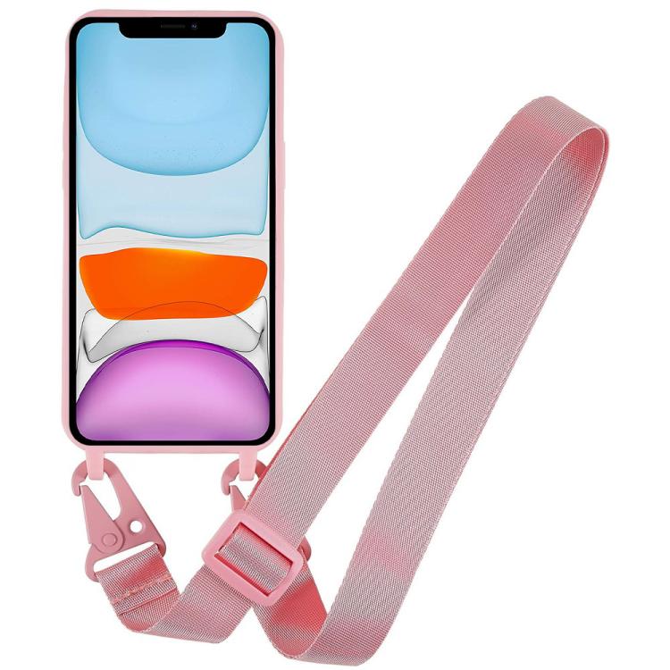 For iPhone 11 TPU Soft Matte Phone Case with Long Lanyard