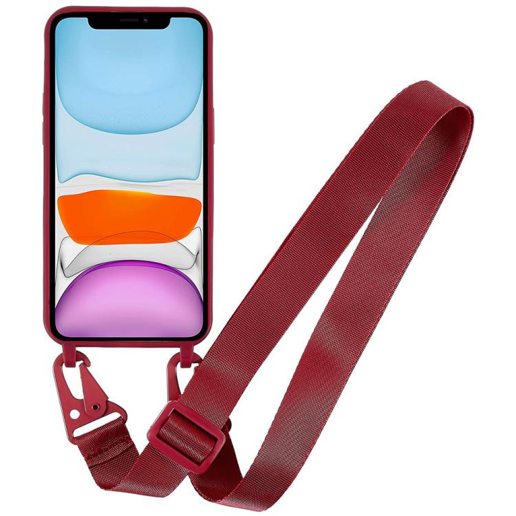 For iPhone 11 TPU Soft Matte Phone Case with Long Lanyard