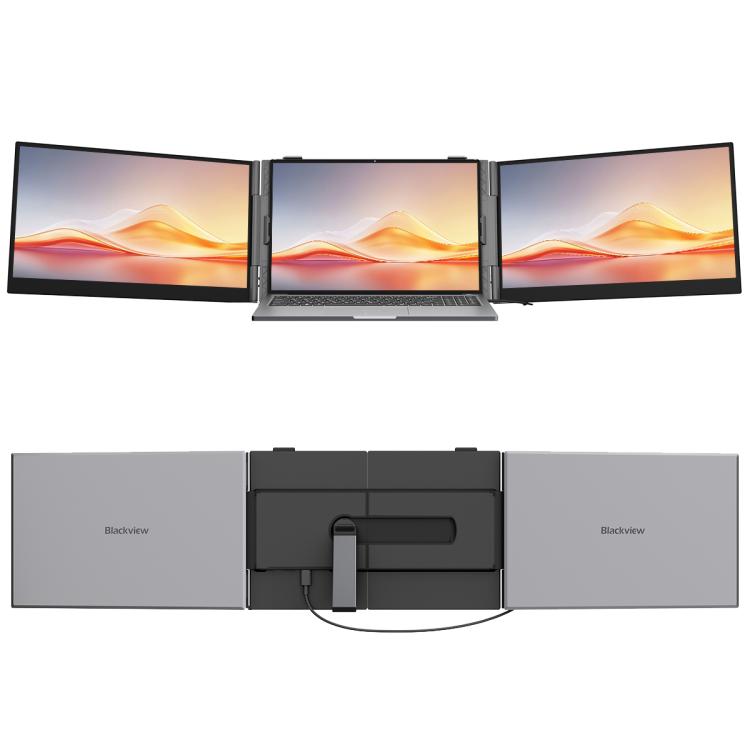 [HK Warehouse] Blackview DCM6 Pro 14 inch Dual Screen Portable Laptop Extension Monitor with Stand - Grey