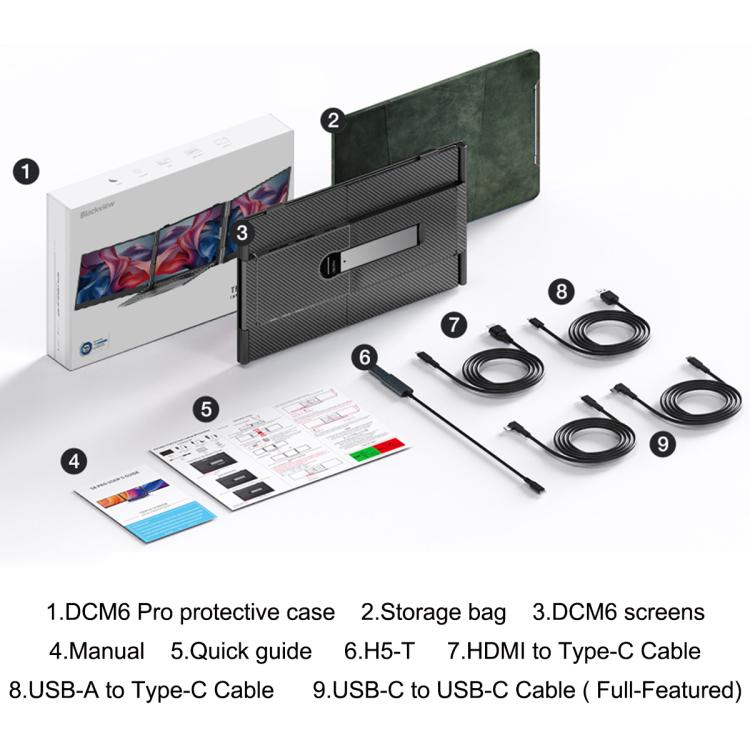[HK Warehouse] Blackview DCM6 Pro 14 inch Dual Screen Portable Laptop Extension Monitor with Stand - Grey