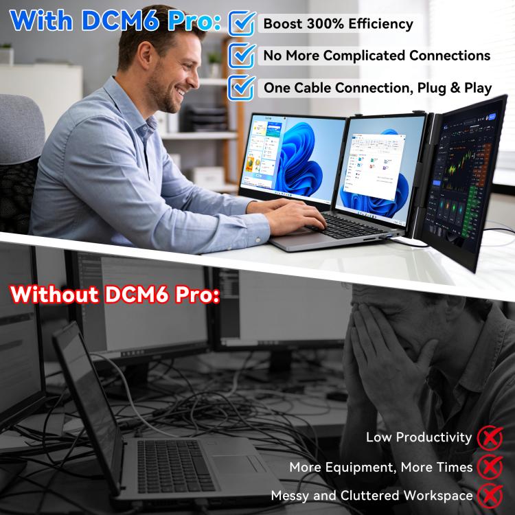 [HK Warehouse] Blackview DCM6 Pro 14 inch Dual Screen Portable Laptop Extension Monitor with Stand - Grey