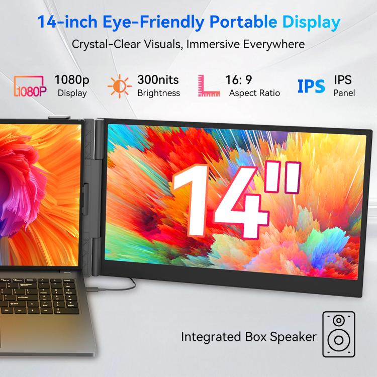 [HK Warehouse] Blackview DCM6 Pro 14 inch Dual Screen Portable Laptop Extension Monitor with Stand - Grey