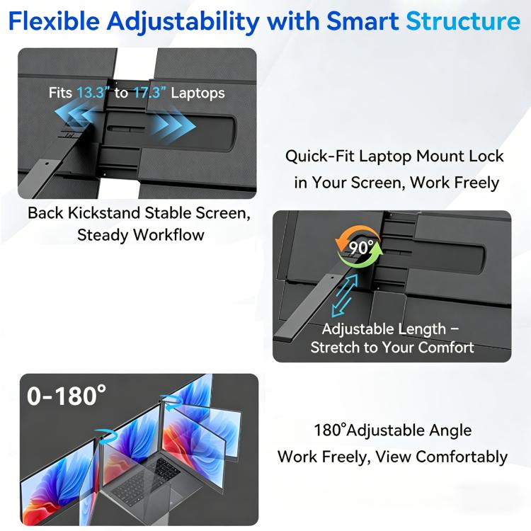 [HK Warehouse] Blackview DCM6 Pro 14 inch Dual Screen Portable Laptop Extension Monitor with Stand - Grey